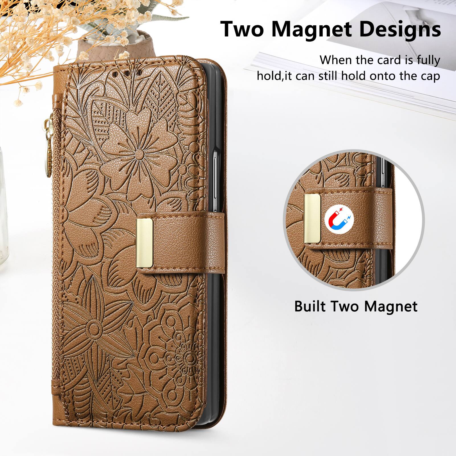 Two Magnet Designs  
When the card is fully hold, it can still hold onto the cap  
Built Two Magnet