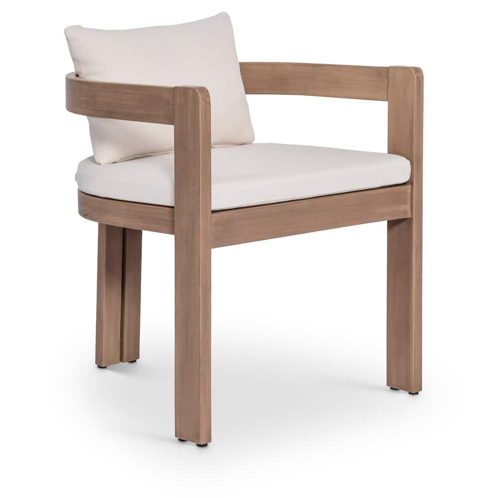 Meridian Furniture - Newport Cream Water Resistant Fabric Upholstered Outdoor Patio Dining Chair - Natural