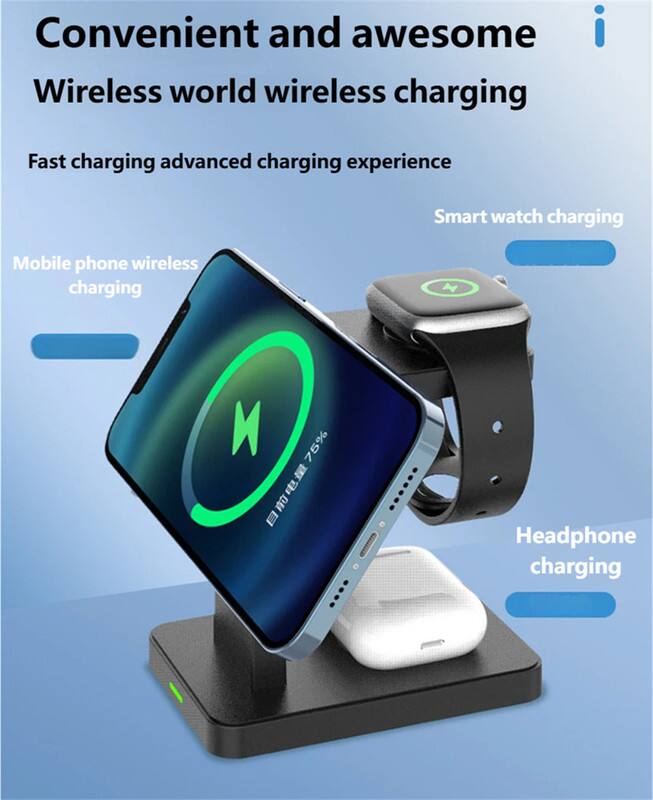 Convenient and awesome  
Wireless world wireless charging  

Fast charging advanced charging experience  

Mobile phone wireless charging  

Smart watch charging  

Headphone charging  

75%