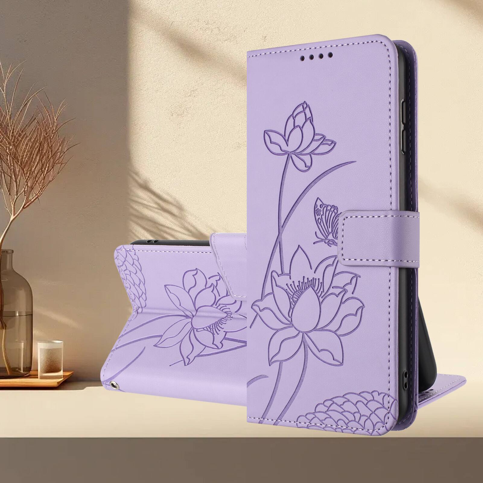 Back. Dteck - Shockproof Wallet Phone Case for Apple iPhone Air with Detachable Wrist Strap, Protective PU Leather Folio Stand Cover - Purple.