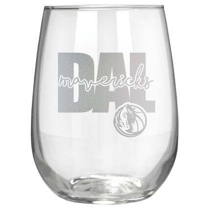 Front. Great American Products - Dallas Mavericks Etched 17oz. City Stemless Wine Glass - Multicolor.