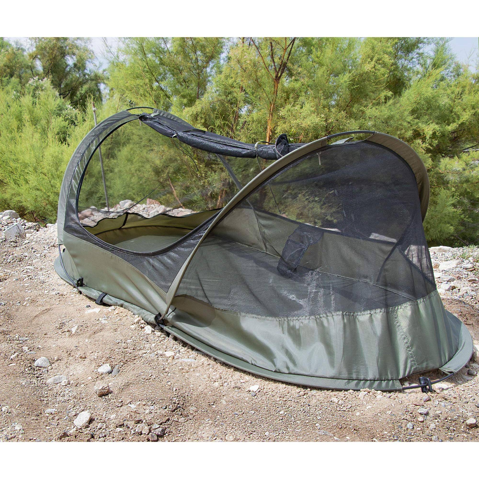 Alt View 6. Paradigms Interiors - Bivy Tent  Lightweight Single Person Sleeping Net System For Outdoors Camping Hiking Backpack Mesh Protection - OD Green.