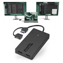 Plugable - USB-C to Dual HDMI Adapter for M1/M2/M3/M4 macOS Systems, Windows, ChromeOS - Broad Compatibility - Black