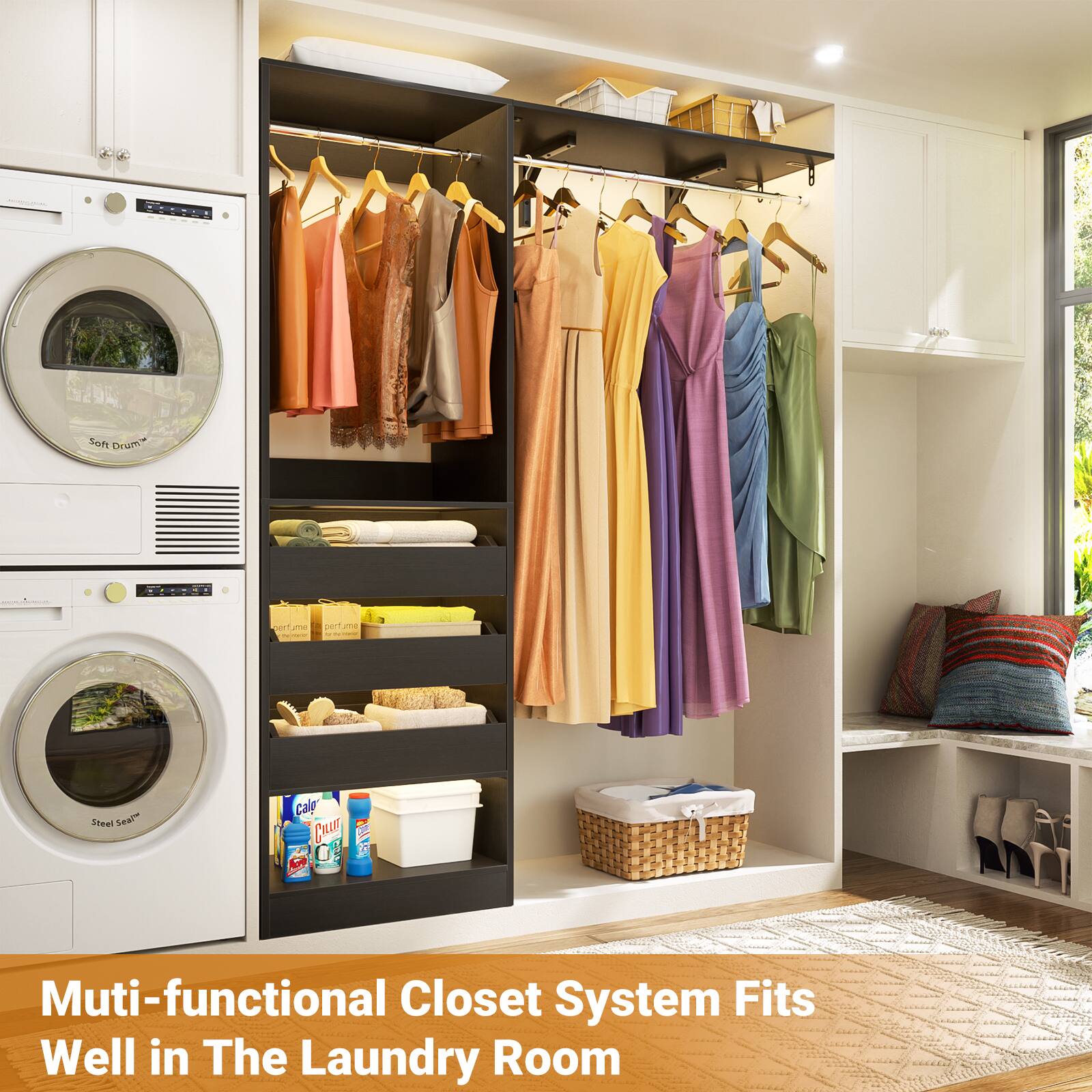 Multi-functional Closet System Fits Well in The Laundry Room