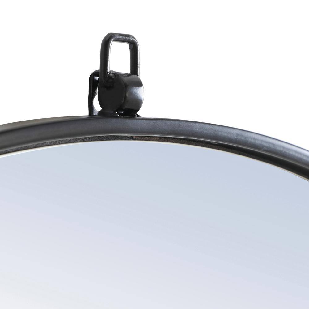 Alt View 9. Elegant Decor - Metal frame Round Mirror with decorative hook 42 inch Black finish - Black.