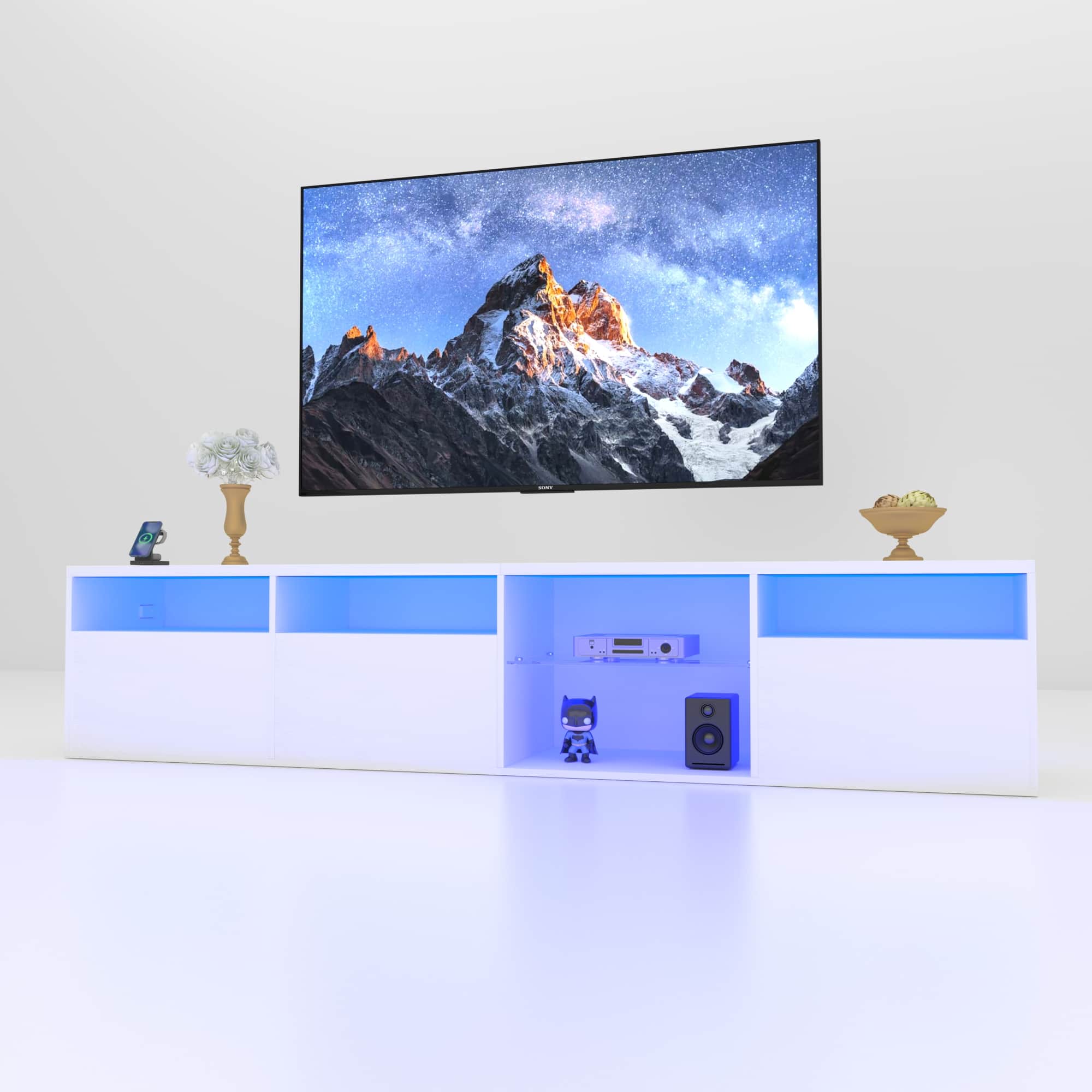 APRILSOUL - TV Console Storage 826 Inch LED Full RGB 31 Modes Modern Entertainment Center TVs 7580 - White
