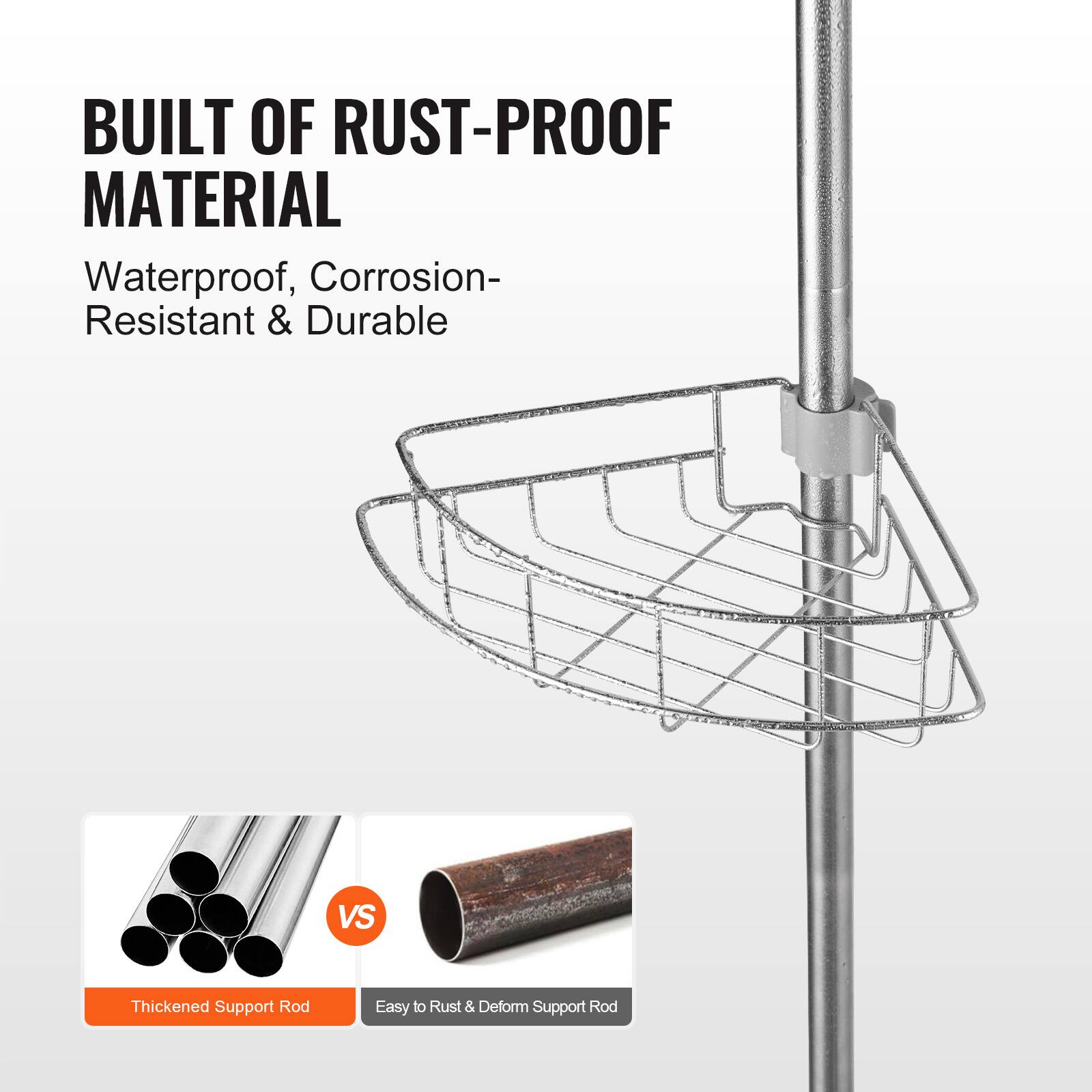 BUILT OF RUST-PROOF MATERIAL  
Waterproof, Corrosion-Resistant & Durable  

Thickened Support Rod  
VS  
Easy to Rust & Deform Support Rod