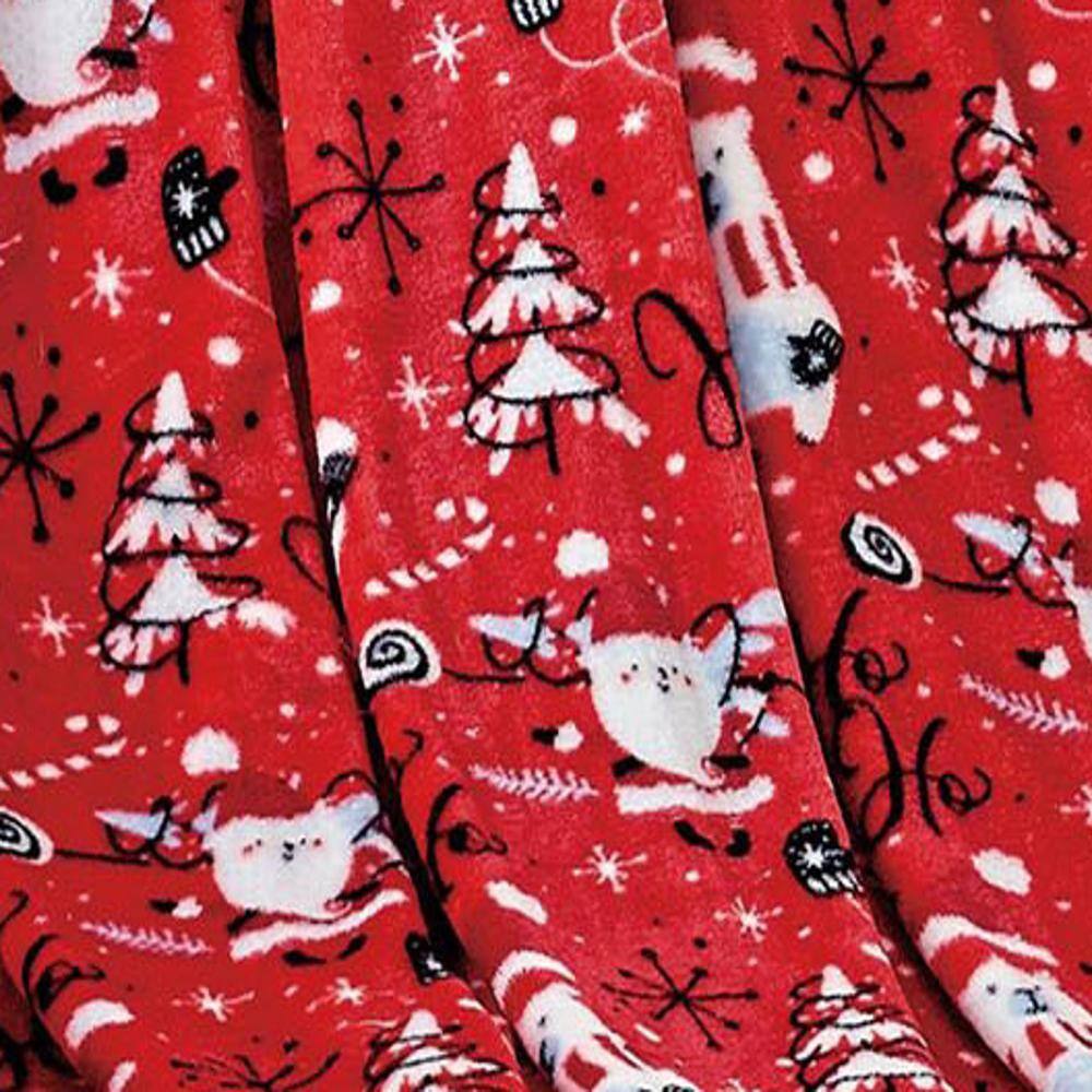 Alt View 2. Noble House - Plazatex Red Santa Micro plush Decorative All Season Red Color 50" X 60" Throw Blanket - Red.