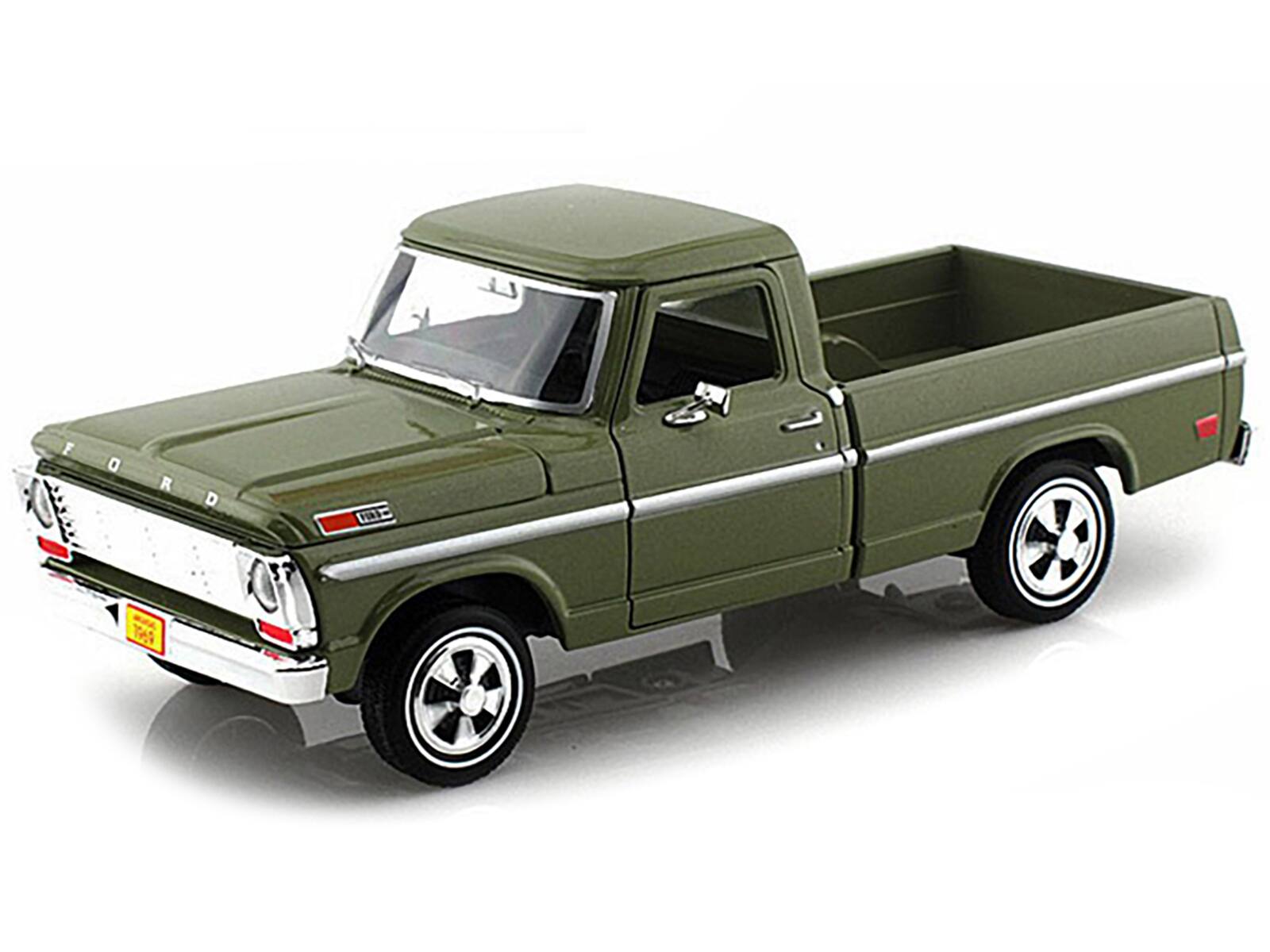 Alt View 1. Motormax - 1969 Ford F-100 Pickup Truck Green 1/24 Diecast Model Car by Motormax.