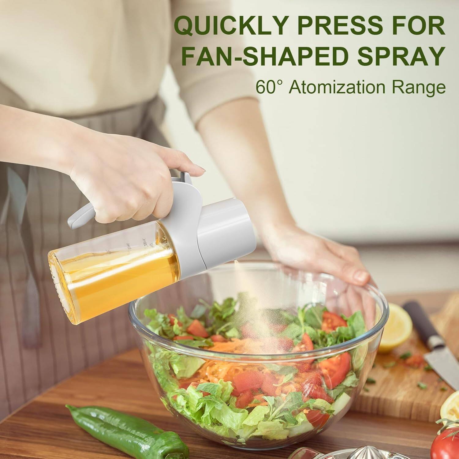 QUICKLY PRESS FOR FAN-SHAPED SPRAY  
60° Atomization Range