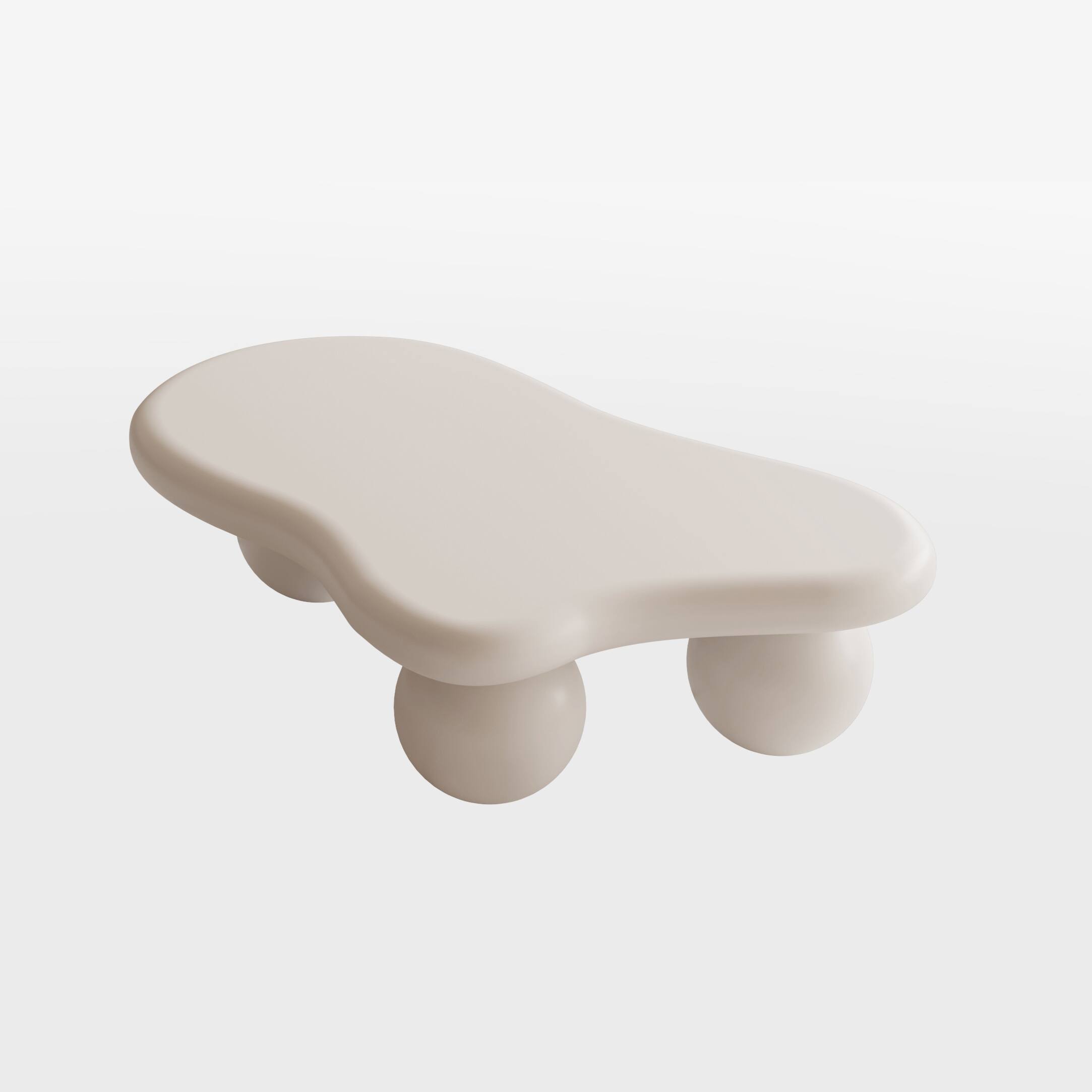 Alt View 2. Loheer - Loheer Cloud Shaped Coffee Table Cream White Modern Living Room Table with Ball Legs 40 Inch - Cream White.