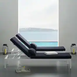 Perspective Cushion Outdoor Patio Chaise Lounge Chair by Modway - White Navy