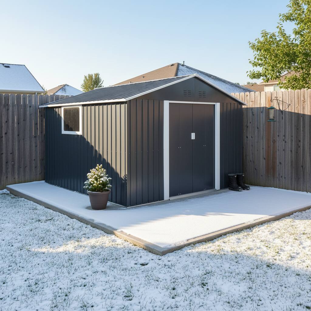Alt View 8. Loheer - Loheer 11.2x10.6 Ft Metal Garden Shed Grey Outdoor Storage Shed with Window.