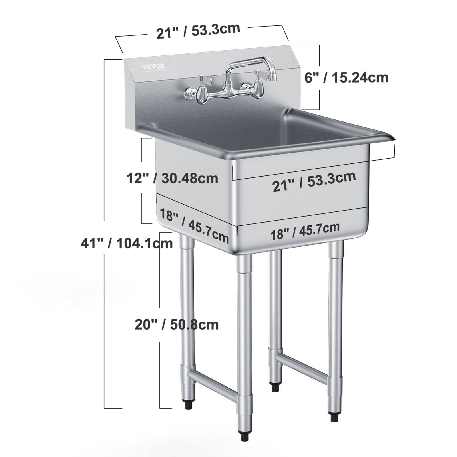 - 21" / 53.3cm
- 18" / 45.7cm
- 12" / 30.48cm
- 6" / 15.24cm
- 41" / 104.1cm
- 20" / 50.8cm