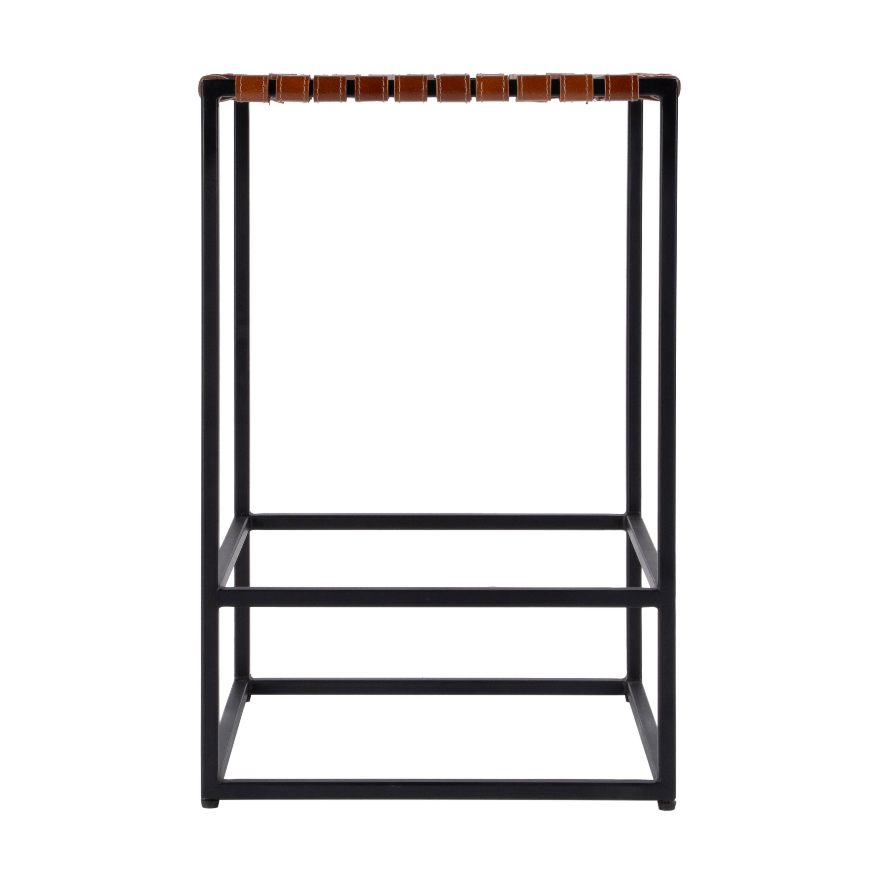 Alt View 1. Butler Specialty - 24 in. Seat Height Leather and Iron Backless Counter Stool with Footrest - Brown.