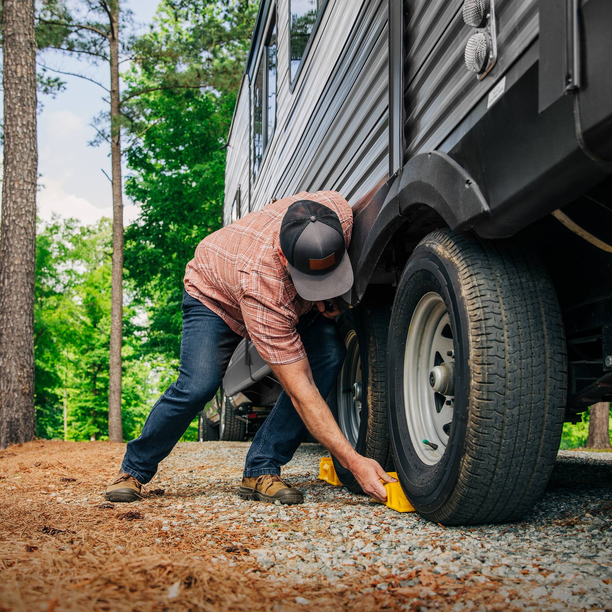 Alt View 3. Camco - Camco FasTen Premium RV Leveling Trailer Ramps with T-Handle, 2.5" Lift, 2-Pack.