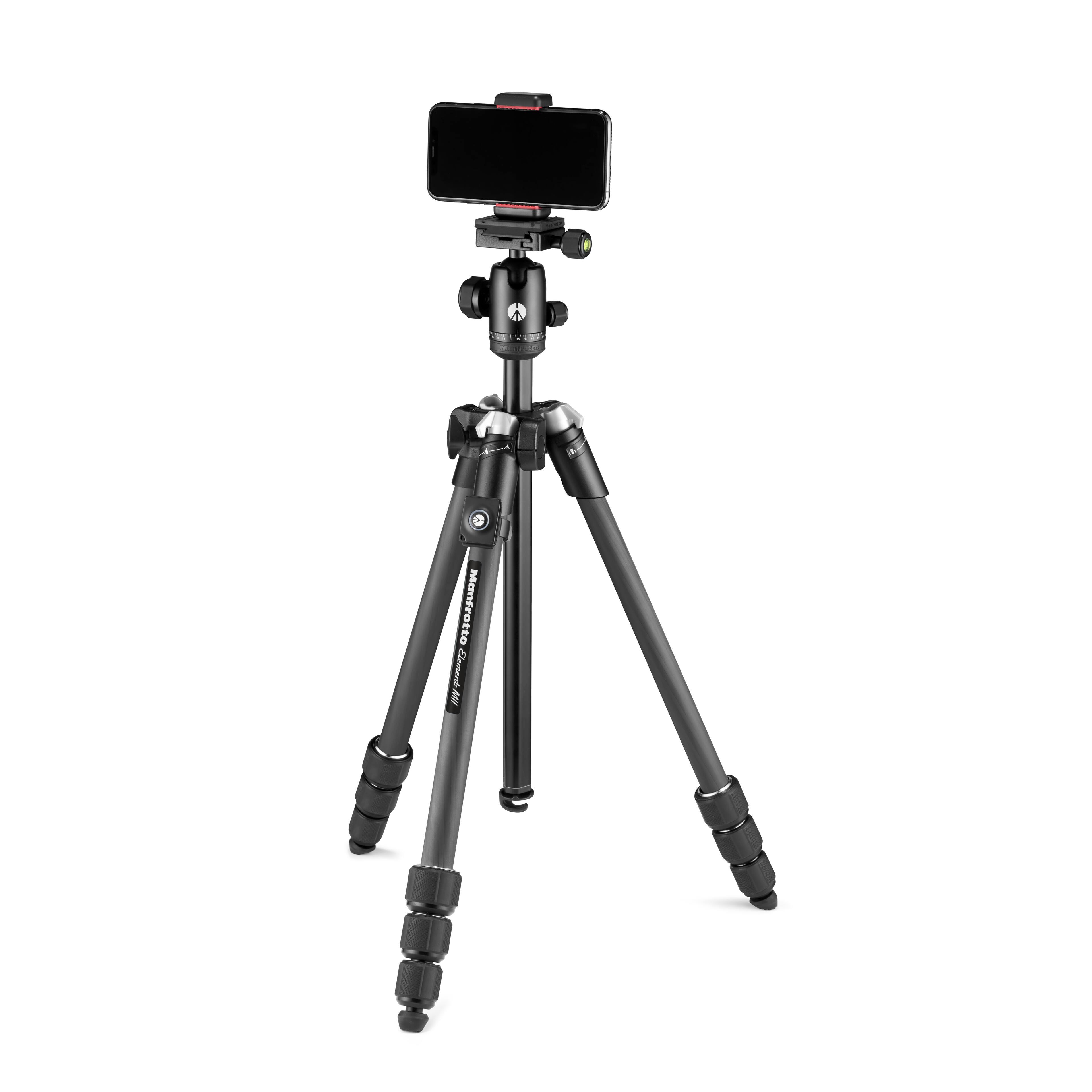 Left. Manfrotto - Element MII Mobile Bluetooth Carbon Fiber Traverler Tripod - Black.