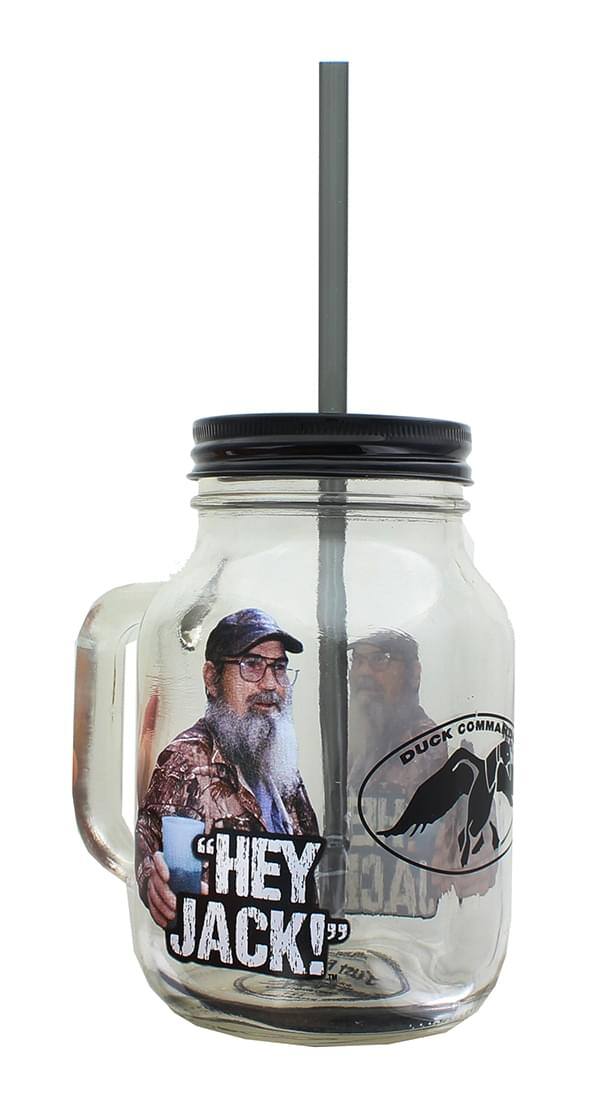 Photos - Glass JUST Funky - Duck Commander Hey Jack Mason Jar w/ Straw & Lid - Clear MSN-DC-HEYJACK