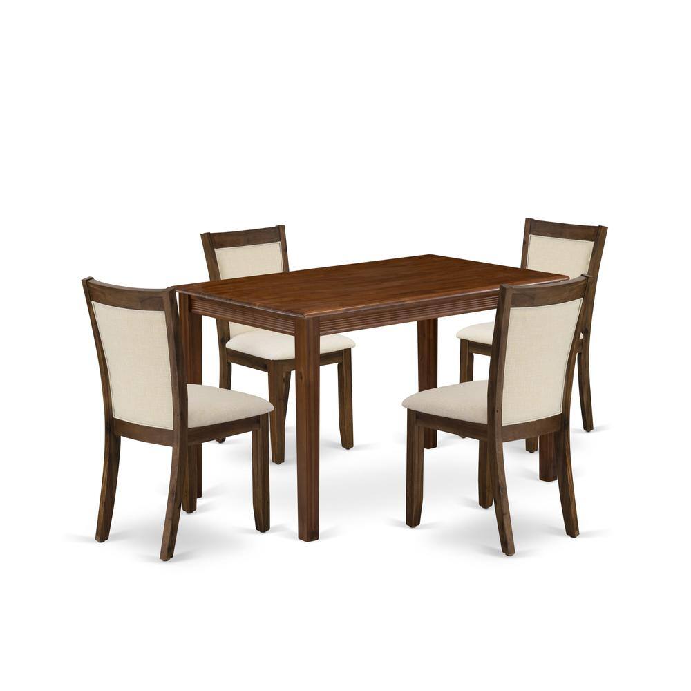 Left. East West Furniture - 5 Piece Modern Dining Table Set Consist of a Rectangle Kitchen Table - Brown.
