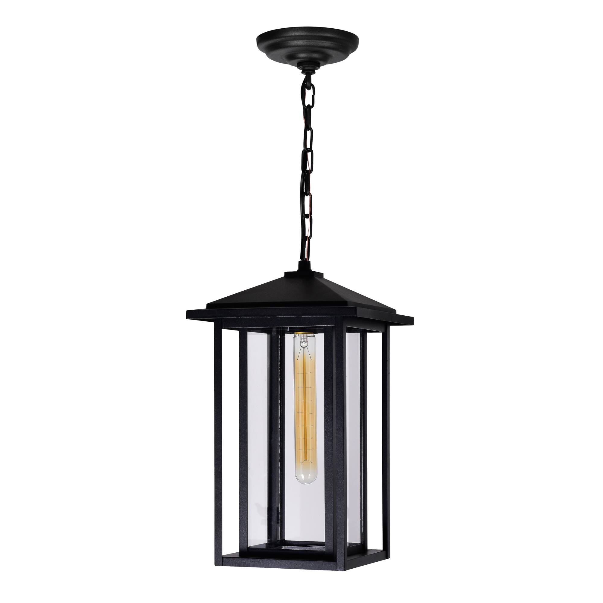 Alt View 1. CWI Lighting - Crawford 1 Light Black Outdoor Hanging Light - Black.