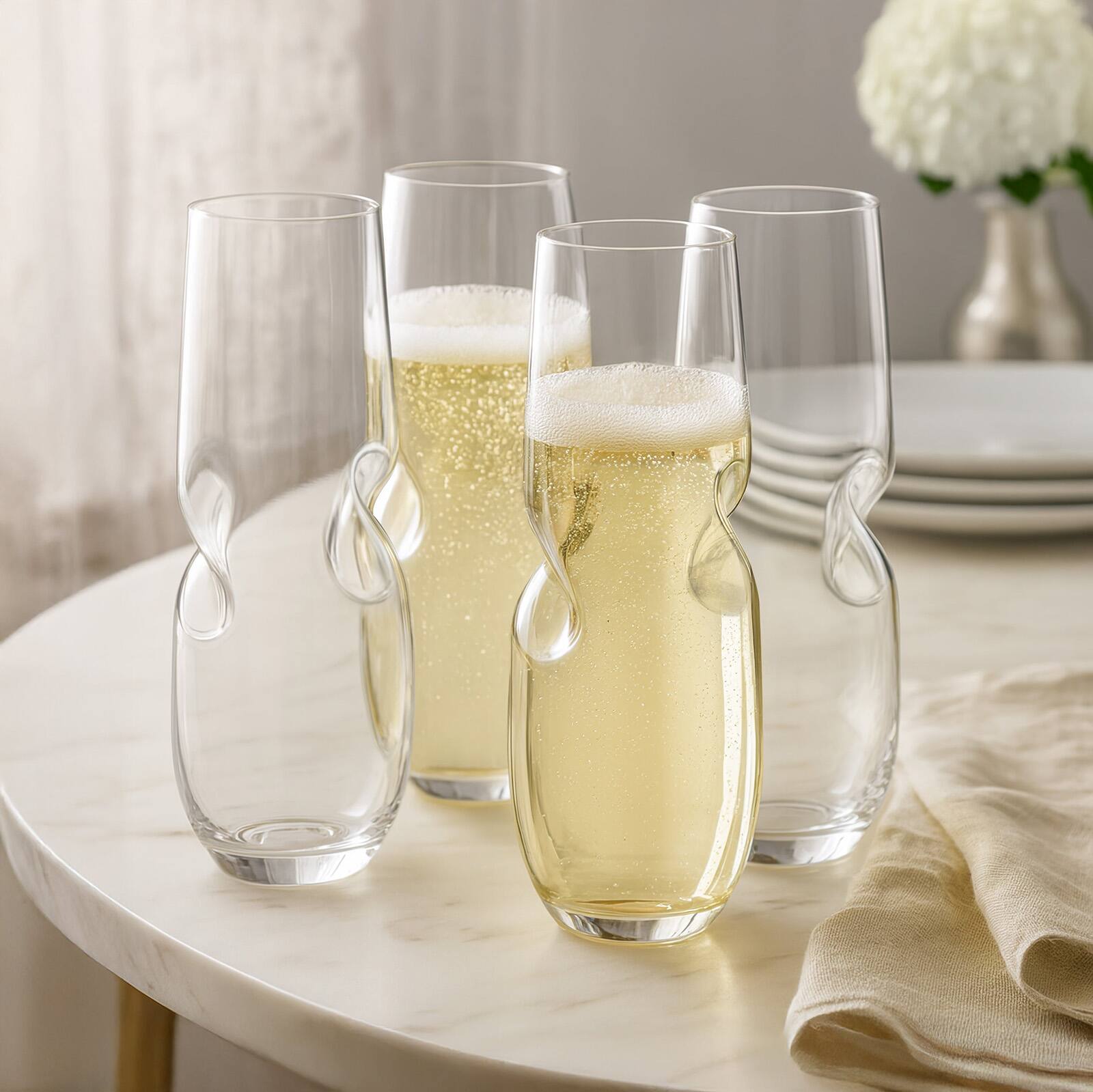 Alt View 2. Final Touch - Bubbles Sparkling Wine / Champagne Stemless Glasses - Set of 4 - Clear.