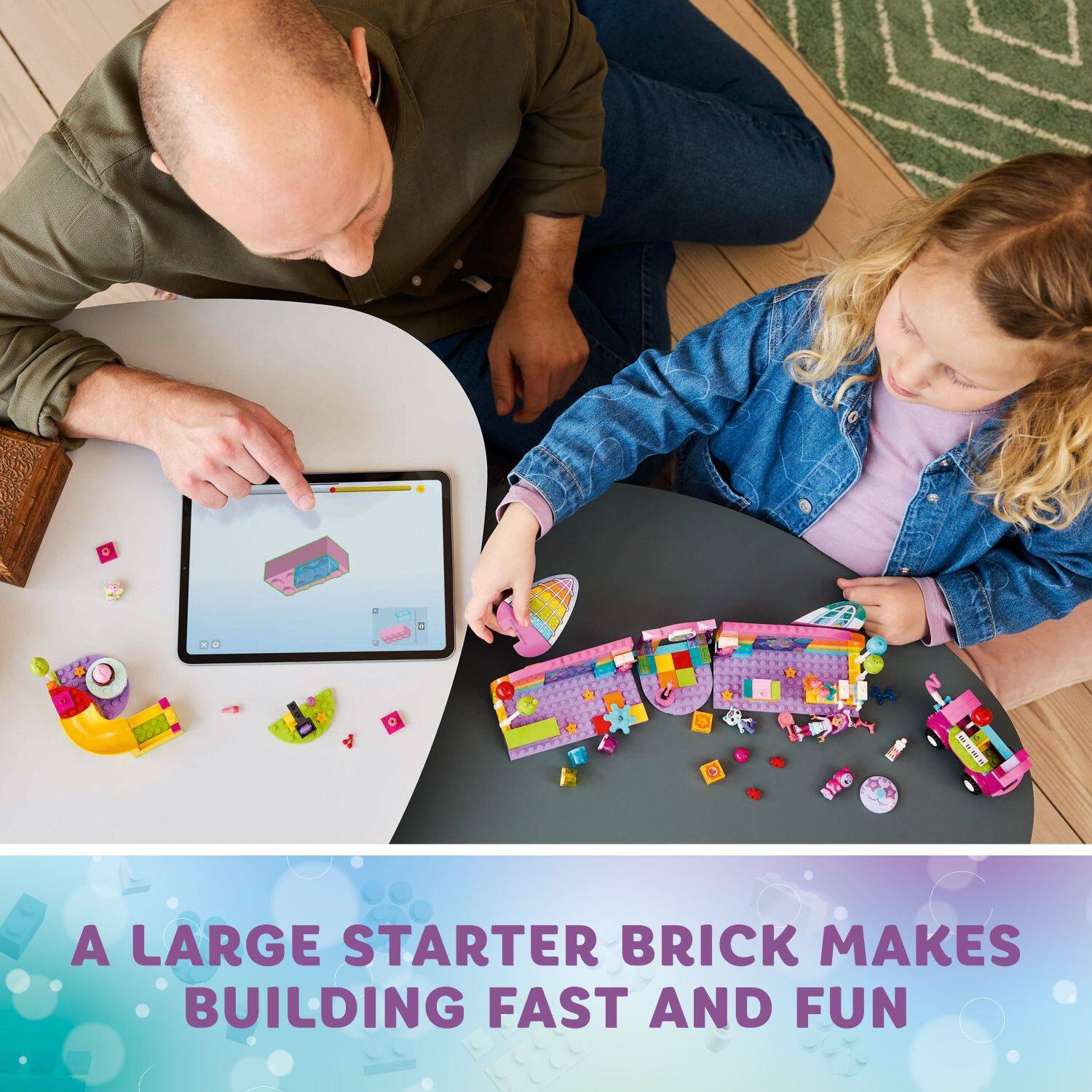 A large starter brick makes building fast and fun.