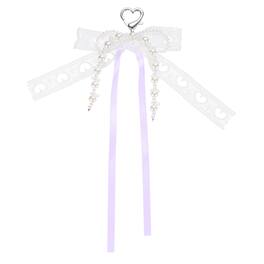 Unique Bargains - Pearl Bow Keychain 16mm Y2K Aesthetic Hollow Heart Bowknot Ribbon Keyring, Cute Bag Charm for Tote Bags Purse - Purple