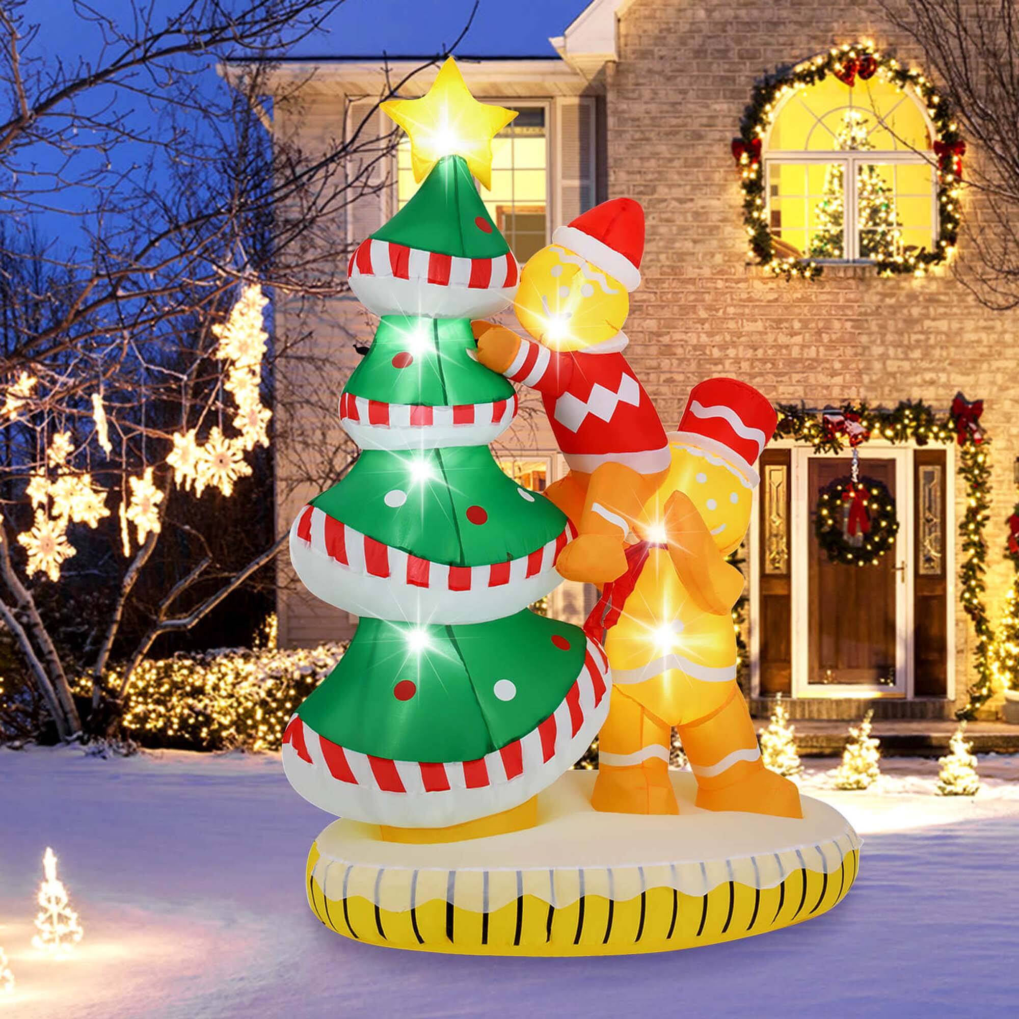 Alt View 1. Costway - Costway 7 FT Inflatable Christmas Tree with 7Internal LED Lights & Built-in Fan for Yard - Multicolor.