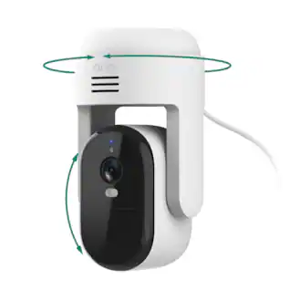 Arlo - Essential Pan Tilt Outdoor Security Camera 2K (2025 Release) - Wired Plug-In Powered, 1-Cam - White