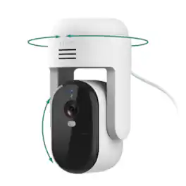 Arlo - Essential Pan Tilt Outdoor Security Camera 2K (2025 Release) - Wired Plug-In Powered, 1-Cam - White