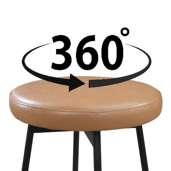 Alt View 4. LuXeo - Doheny 29" Steel Legs Swivel Barstool with Upholstered Seat, Black-White (Set of 2) - Black/White.