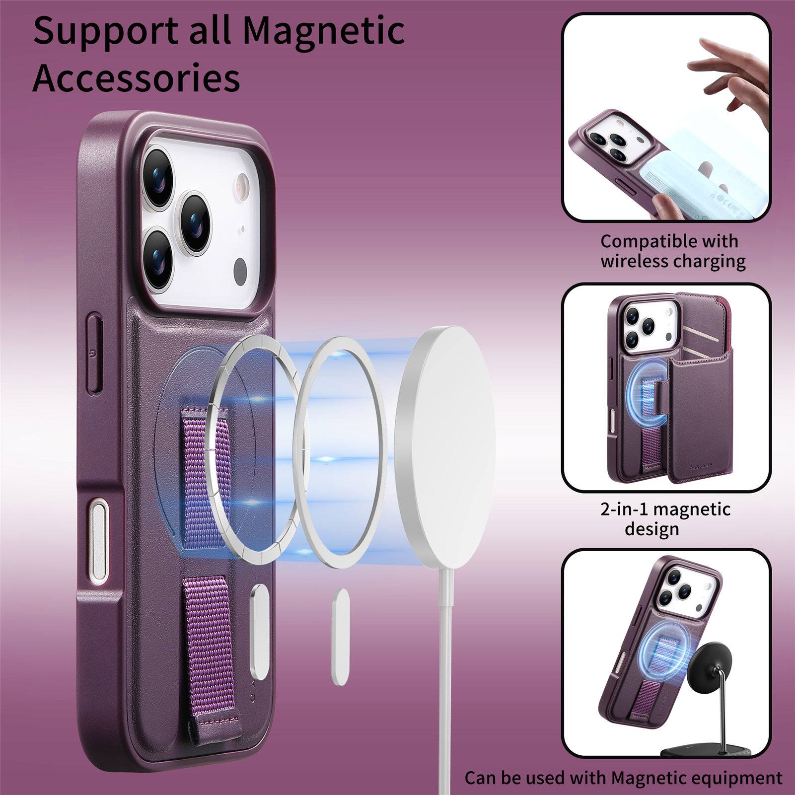 Support all Magnetic Accessories

Compatible with wireless charging

2-in-1 magnetic design

Can be used with Magnetic equipment