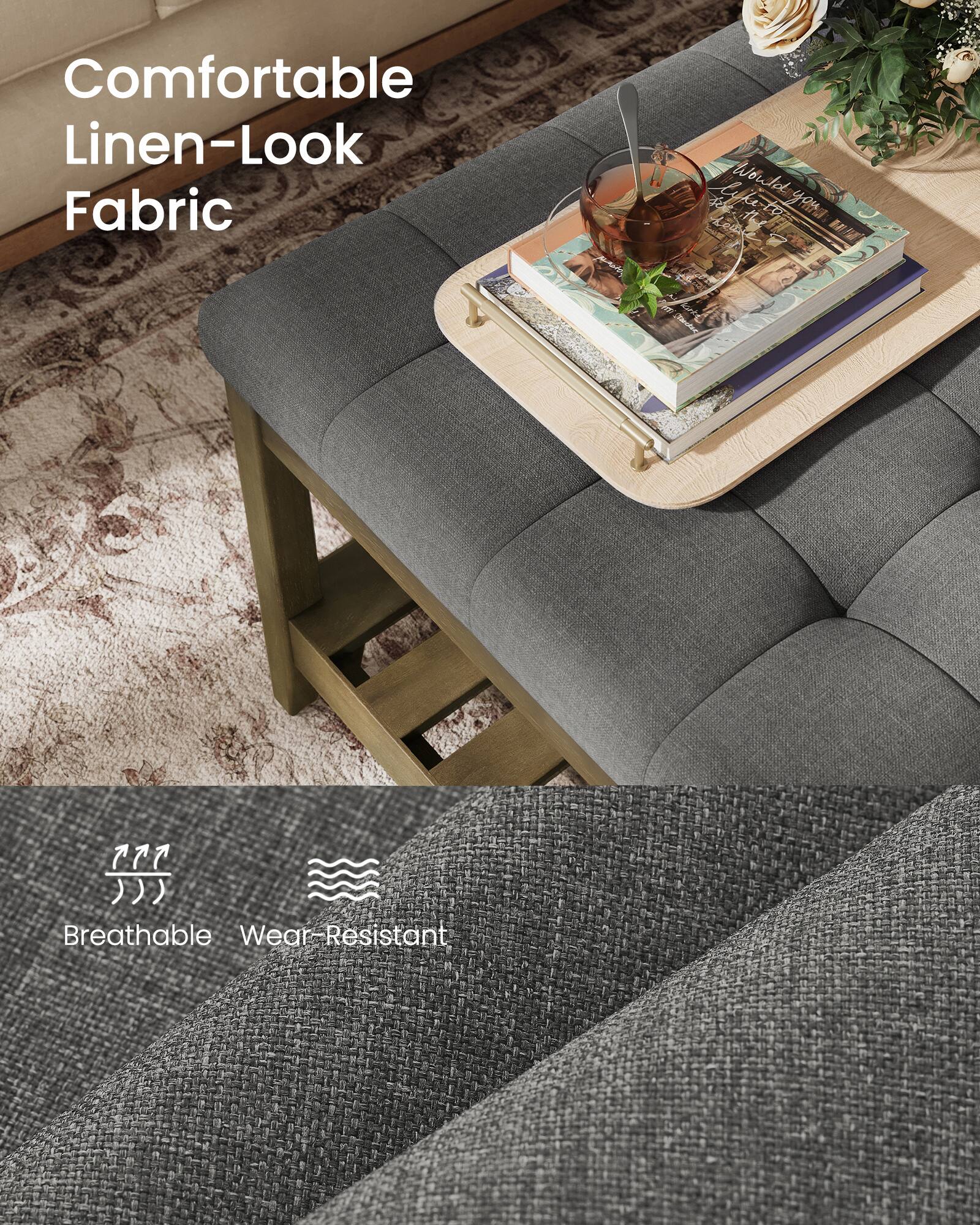 Comfortable Linen-Look Fabric  
Breathable Wear-Resistant