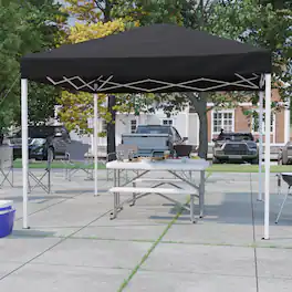 Emma + Oliver - 10'x10' Weather Resistant Easy Pop Up Event Straight Leg Instant Canopy Tent - Black