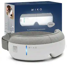 Miko - Gaze Eye Massager with Heat, Bluetooth Music, 4 Massage Modes, 4 Intensities, Ergonomic Fit, Eye Strain Relief - White