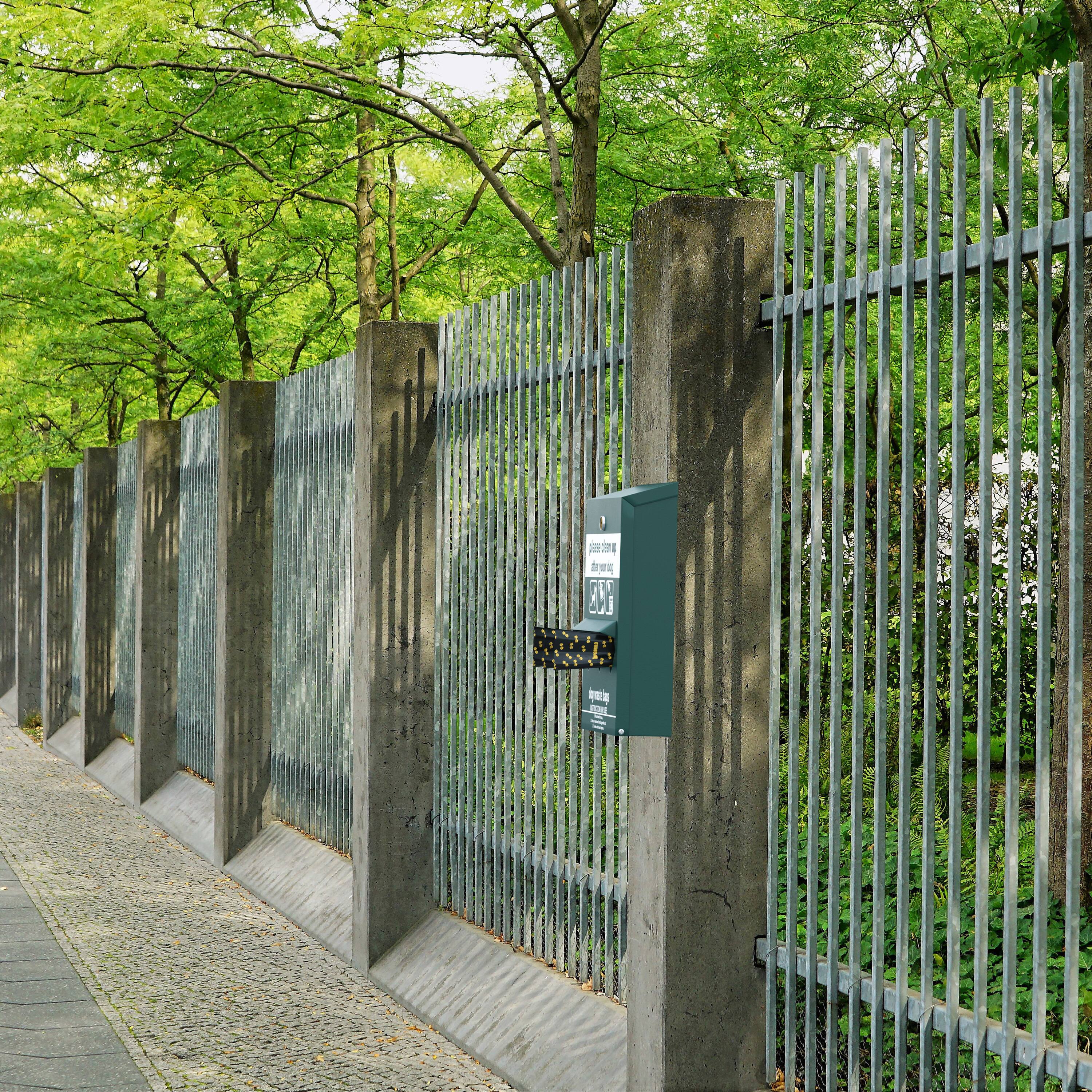 Alt View 1. Emma + Oliver - Mountable Locking Roll Pet Waste Bag Dispenser with Hand Sanitizer Bottle - Green.