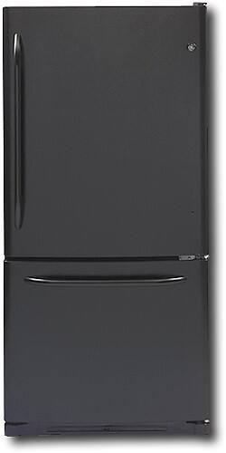 Front Standard. GE - 19.5 Cu. Ft. Bottom-Mount Refrigerator - Black-on-Black.