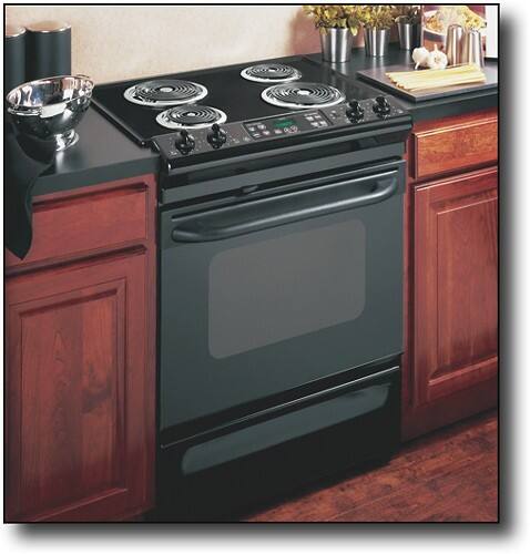 Front Standard. GE - 30" Self-Cleaning Slide-In Electric Range - Black.