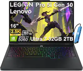 Lenovo - Legion Pro 5i 16" 2.5K 165Hz Gaming Laptop - Intel Core Ultra7 255HX with NVIDIA GeForce RTX 5060 - 32GB RAM - 2TB SSD - Eclipse Black