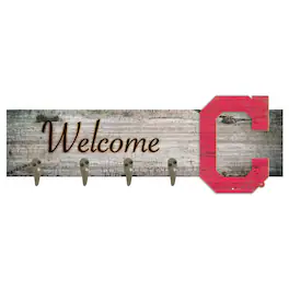 Fan Creations - Cleveland Indians 24" x 6" Mounted Coat Hanger - Multicolor