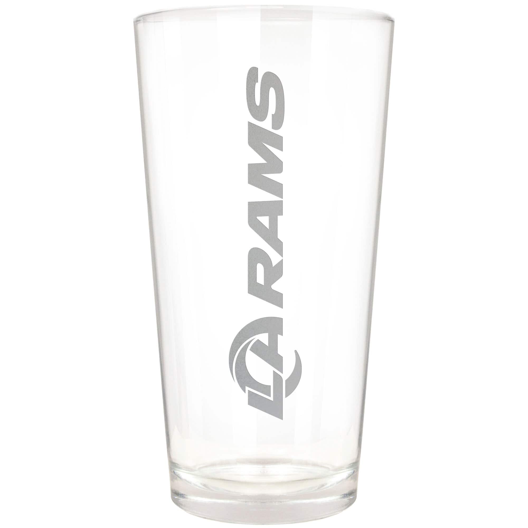 Front. Great American Products - Los Angeles Rams Etched 16oz. Vertical Rally Cry Pint Glass - Multicolor.