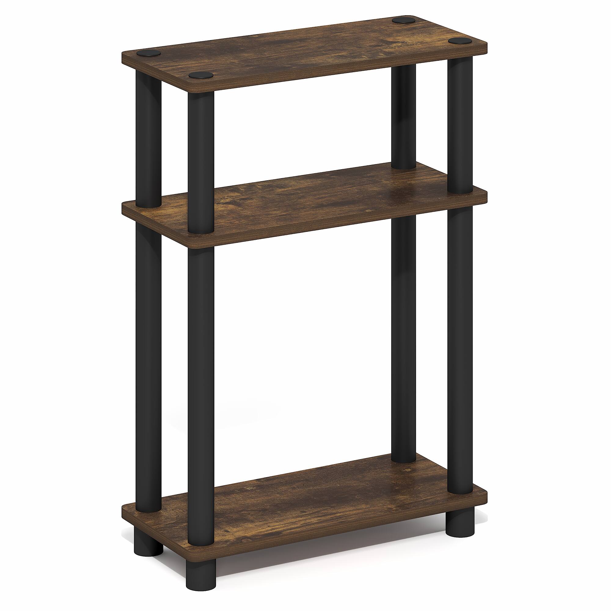 Alt View 5. Furinno - TURN-N-TUBE Narrow Side Table, Rectangular End Table, Slim Toolless Assembly Nightstand, Night Stand, Bedside Table - Amber Pine/Black.