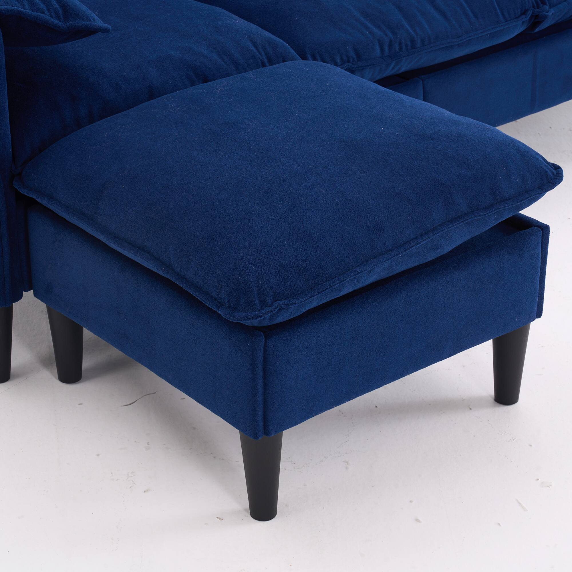 Alt View 4. GOODSILO - Convertible L-Shaped Combination Sofa with Storage Footstools for Living Room, Bedroom, or Office Spaces - Blue.