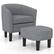 Front. Costway - Barrel Club Curved Back Chair with Ottoman Set and Removable Seat Cushion - Gray.