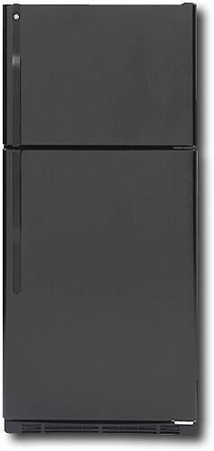 Front Standard. GE - 18.0 Cu. Ft. Frost-Free Top-Mount Refrigerator - Black-on-Black.