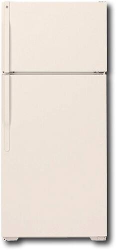 Front Standard. GE - 15.7 Cu. Ft. Frost-Free Top-Mount Refrigerator - Bisque-on-Bisque.