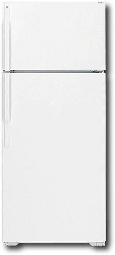 Front Standard. GE - 15.7 Cu. Ft. Frost-Free Top-Mount Refrigerator - White-on-White.