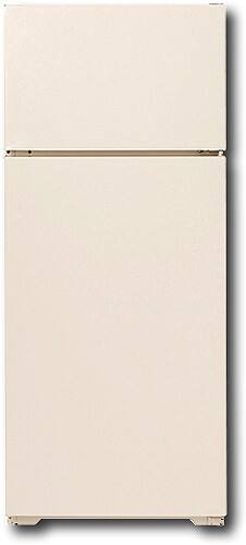 Front Standard. GE - 15.7 Cu. Ft. Frost-Free Top-Mount Refrigerator - Bisque-on-Bisque.