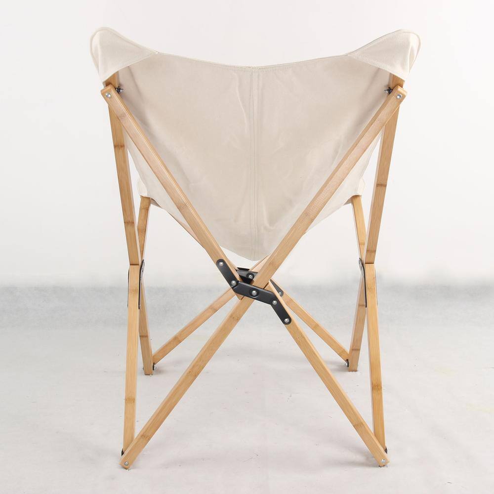 Alt View 4. AmeriHome - AmeriHome Canvas and Bamboo Butterfly Chair - White - 2 Piece Set - White.