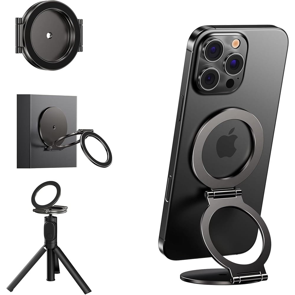 PARKER SLATER - Dual Magnetic Phone Holder for MagSafe with Tripod Mount & Adjustable Stand – - Black